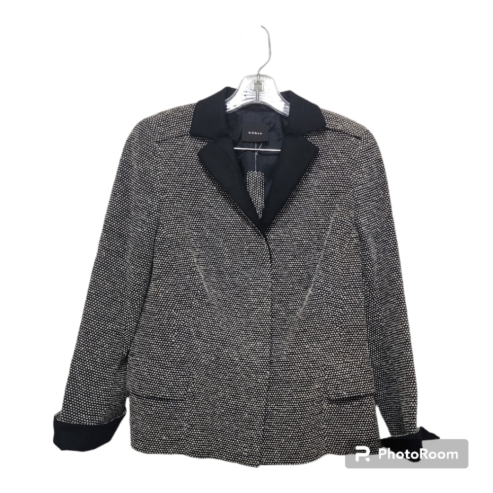 NWOT Akris Wool Black White Blazer Jacket Size 14